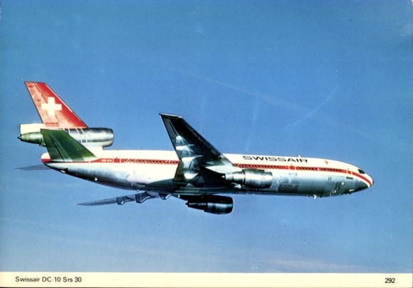 Postcard passenger aircraft Swissair DC-10 srs 30