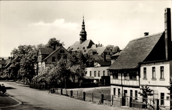 Postcard Vielau Reinsdorf Saxony, general view, church