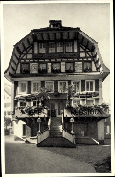 KP Einsiedeln Kt. Schwyz Szwajcaria, Hôtel de la Vigne, Zajazd Rebstock, własność rodziny Meinrad Liebich