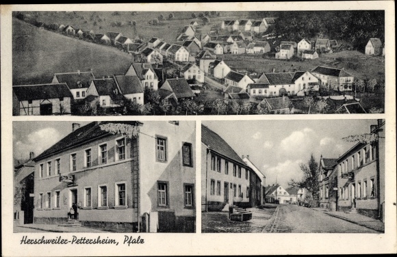 Ansichtkaart Herschweiler Pettersheim in der Pfalz, Gasthaus zur Post, Bes.kamer, straatzicht