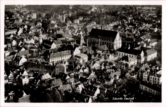 Postcard Schwäbisch Gmünd in Württemberg, aerial photograph