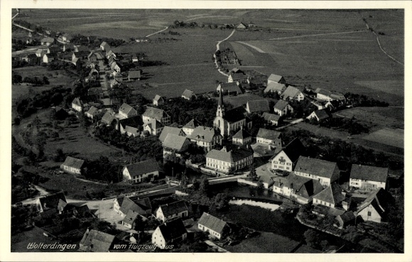 Ak Wolterdingen Soltau Lüneburger Heide, Luftaufnahme von  Kirche sichtbar, ländliche Umgebung