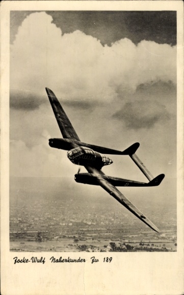 Postcard Focke Wulf, Fw 189 A-1, the newest close-air reconnaissance aircraft of the German Air Force