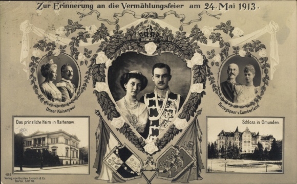 Postcard Duke Ernst August, Victoria Luise, Imperial couple, Duke and Ducal couple, wedding on 24 May 1913, Gmunden