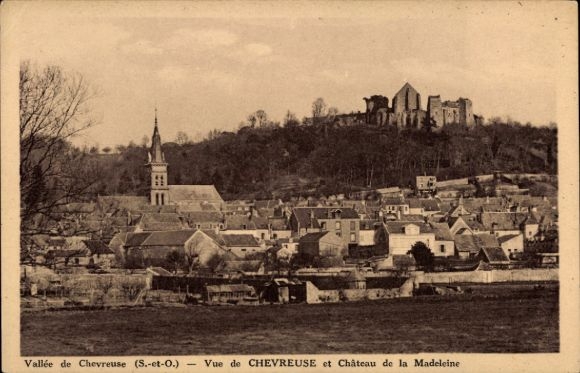 Ak Chevreuse Yvelines, Vallée de  Aussicht auf  Château de la Madeleine
