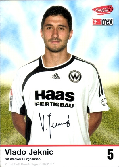 Autogrammkarte Fußballer Vlado Jeknic, SV Wacker Burghausen, Autogramm