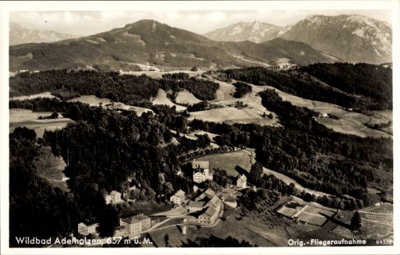 Postcard Wildbad Kreuth am Tegernsee Upper Bavaria, aerial photograph