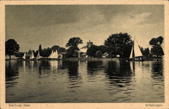 Postcard Mardorf am Steinhuder Meer Neustadt am Rübenberge, view from Wilhelmstein, sailing boats, water