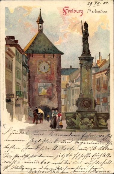 Kunstenaar litho Kley, Heinrich, Freiburg im Breisgau, Martinstor