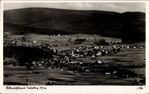 Postcard Fichtelberg in the Fichtelgebirge Upper Franconia, view over houses, fields, mountains