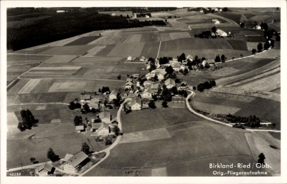 Postcard Birkland Peiting in Upper Bavaria, aerial photograph