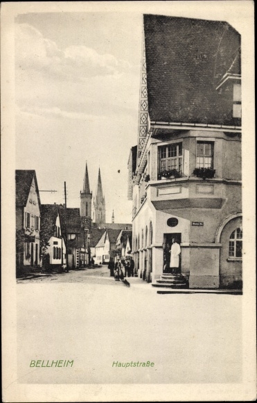 Postcard Bellheim in der Pfalz, main street, arcades
