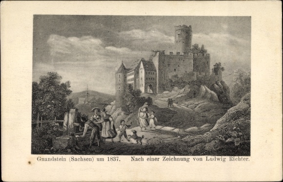 Artist PC Richter, Ludwig, Gnandstein Kohren Sahlis in Saxony, The Castle around 1837