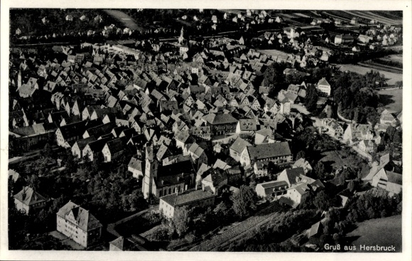 Postcard Hersbruck in the Nuremberg region of Bavaria, aerial photograph