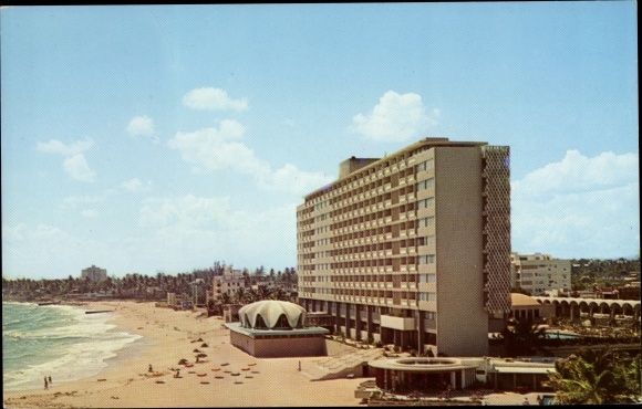Postcard San Juan Puerto Rico, La Concha Hotel, exterior view