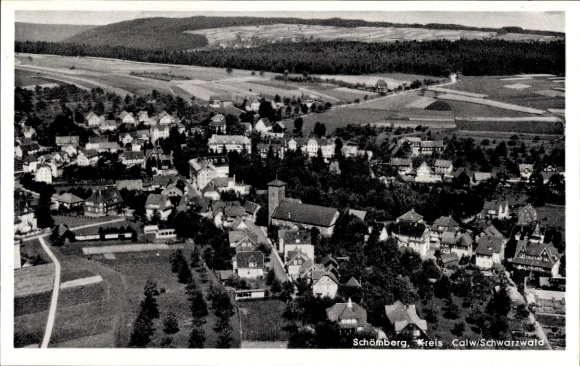 Postcard Schömberg in the Black Forest Baden, aerial photograph