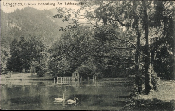 Postcard Hohenburg Lenggries in Upper Bavaria, Castle Hohenburg, Castle Hohenburg, Schlosswether, Schwän