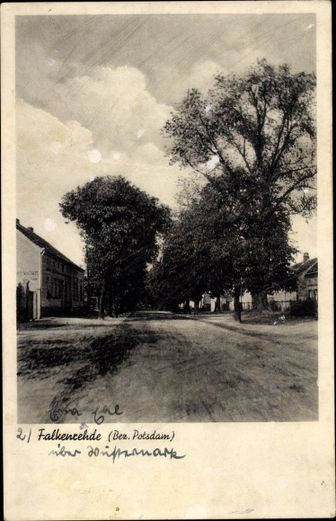 Postcard Falkenrehde Ketzin on the Havel, street section in town