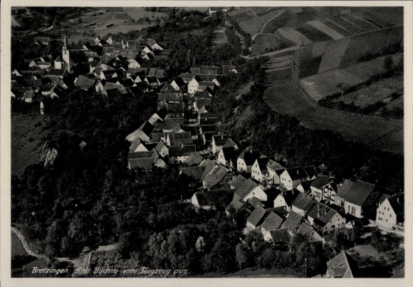 Postcard Bretzingen Hardheim in the Odenwald, aerial photograph