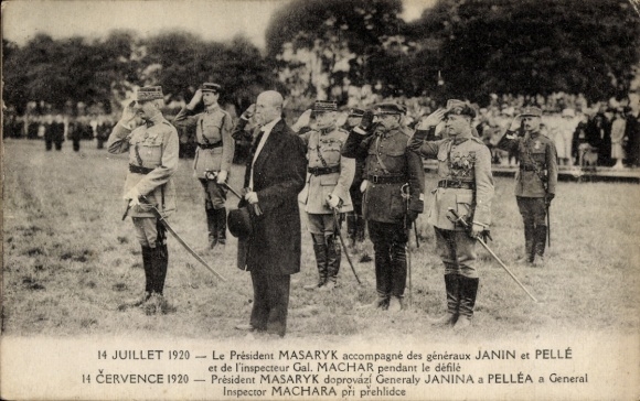 PC July 1920, President Masaryk accompagné of the generals Janin and Pelle