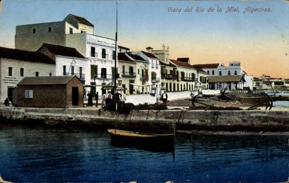 Postcard Algeciras Andalusia, Vista del Rio de la Miel, fishing port