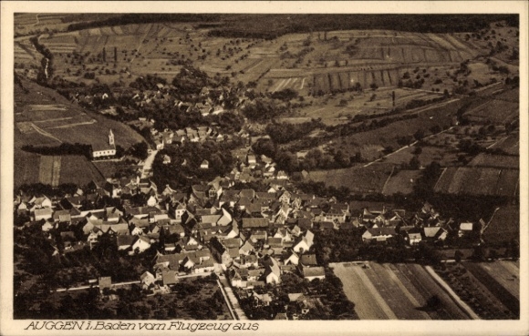Postcard Auggen in Baden, aerial photograph