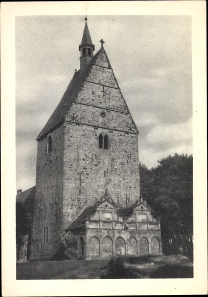 Postcard Apelern in the county of Schaumburg, Evangelical-Luth. Church