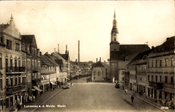 PC Lunzenau in Saxony, market, church