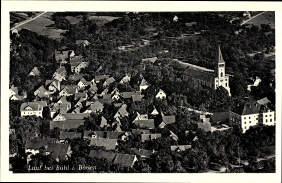 Postcard Lauf near Bühl in Baden, aerial photograph of the town and surroundings
