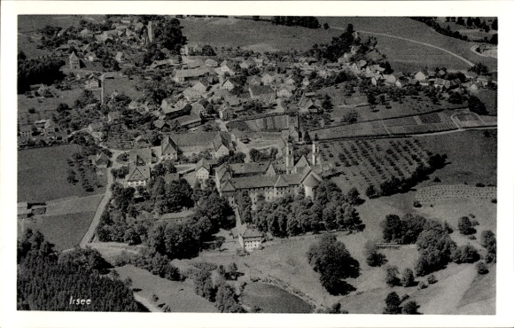 Postcard Irsee in Ostallgäu, aerial photograph
