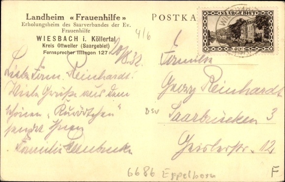 Postcard Wiesbach Eppelborn in Saarland, Landheim Frauenhilfe