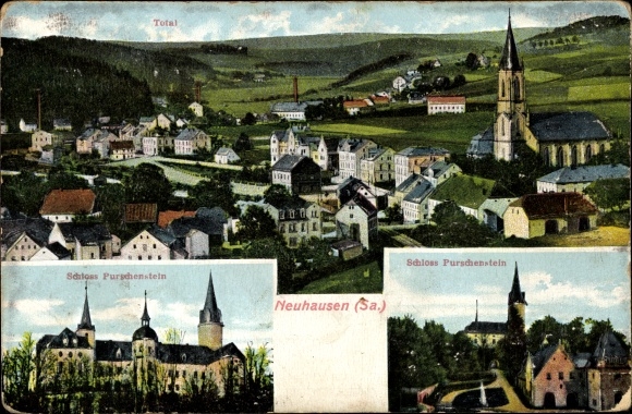 Relief PC Neuhausen in Saxony, Purschenstein Castle, panorama