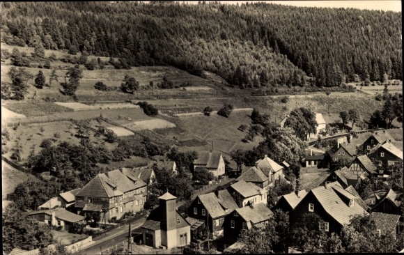 Ak Hirschbach Schleusingen in Thüringen, Unterer Ortsteil, Panorama