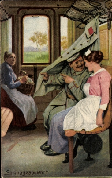 Postcard Counterintelligence, Soldier, Nurse, Railway Compartment, Always Professional