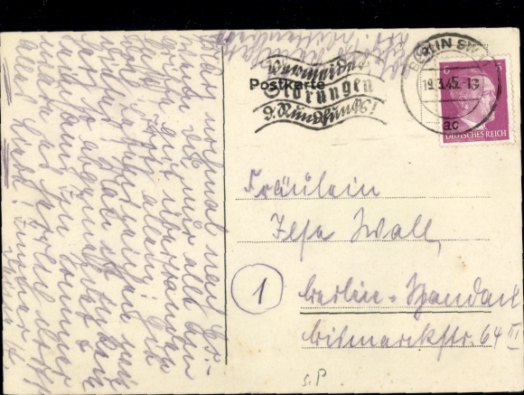 Michel No. 785 "Berlin SW 11 19.3.45"