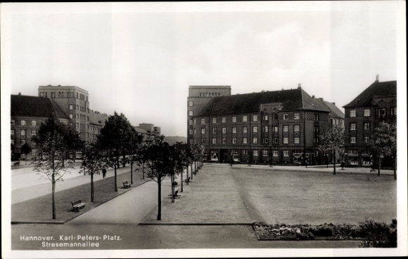 Postcard Hannover Leine, Karl Peters Platz, Stresemannallee