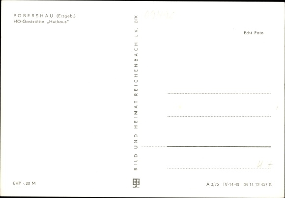 Postcard Pobershau Marienberg in the Ore Mountains, HO Gaststätte Huthaus