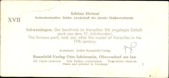 Stereo spatial image photo Schöne Heimat No. 17, Schwetzingen in Baden, castle park, swan