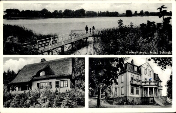 KP Niederkleveez Bösdorf w Holsztynie, dom Osterberg, jezioro, kładka