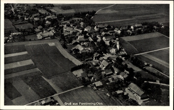 Ak Forstinning in Oberbayern, Fliegeraufnahme
