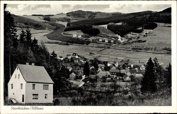 Postcard Steinbrücken Dietzholztal in Hesse, private pension E. Röllke, place
