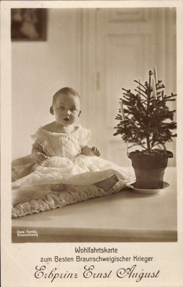 Postcard Hereditary Prince Ernst August of Brunswick, child portrait, welfare card, photographer Dora Tarnke