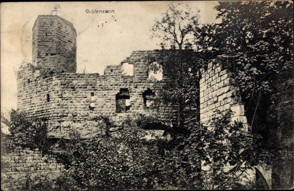 Postcard Merzalben in the Palatinate, Graefenstein Castle, tower