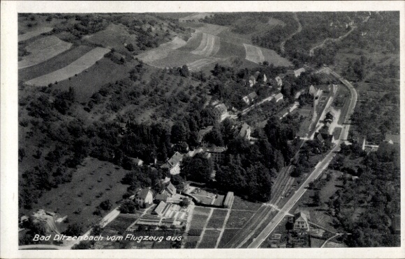 Postcard Bad Ditzenbach in Württemberg, aerial view of rural surroundings, scattered houses