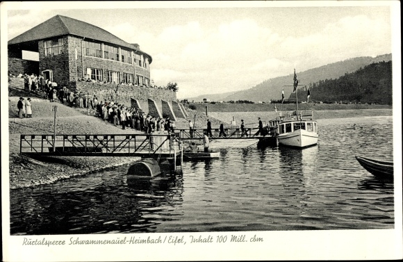 Ak Heimbach in der Eifel, Rurtalsperre Schwammenauel, Anlegestelle, Der Seehof, Inh. Carl Arens
