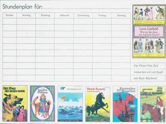 Timetable Advertising, Boje-Verlag, Books