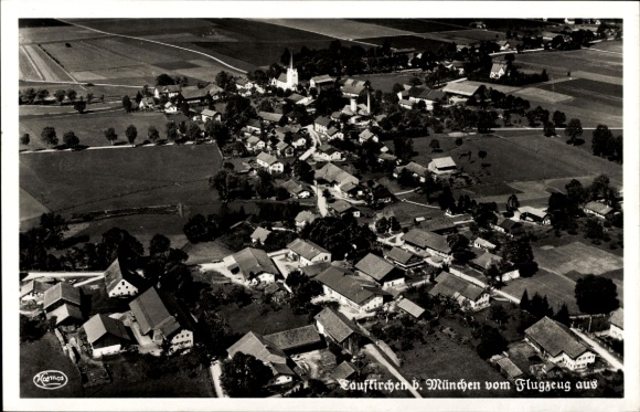 Postcard Taufkirchen near Munich, aerial photograph