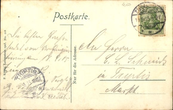 Postcard Ziegenrück on the Saale Thuringia, view from the Pohlmannsbank, hilly landscape, houses, b