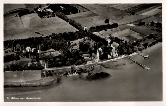 Postcard St. Alban Dießen am Ammersee Upper Bavaria, aerial photograph