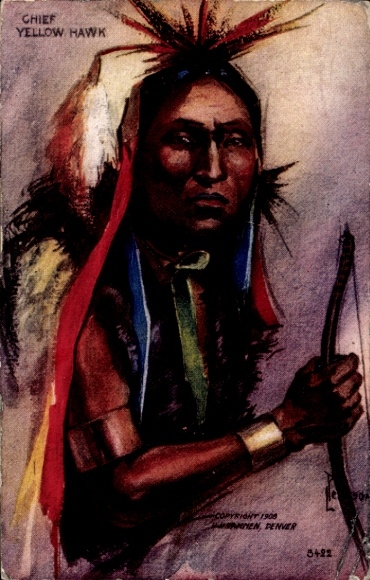 Artist Postcard Chief Yellow Hawk, Indian